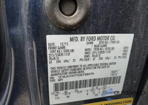 2016 Ford Expedition King Ranch z USA, uszkodzony, nr VIN 1FMJU1HT7GEF26079